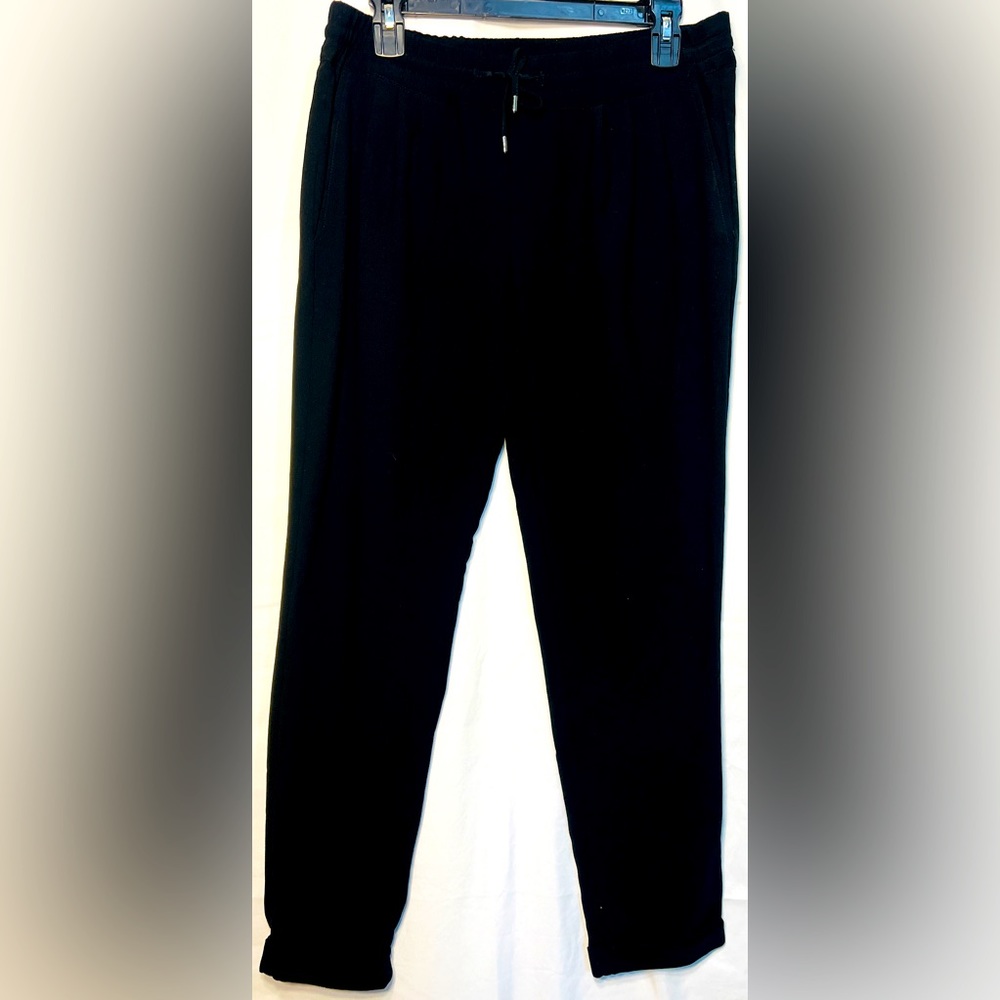 Zara Basic Black Elastic Drawstring Cuffed Pants … - image 1